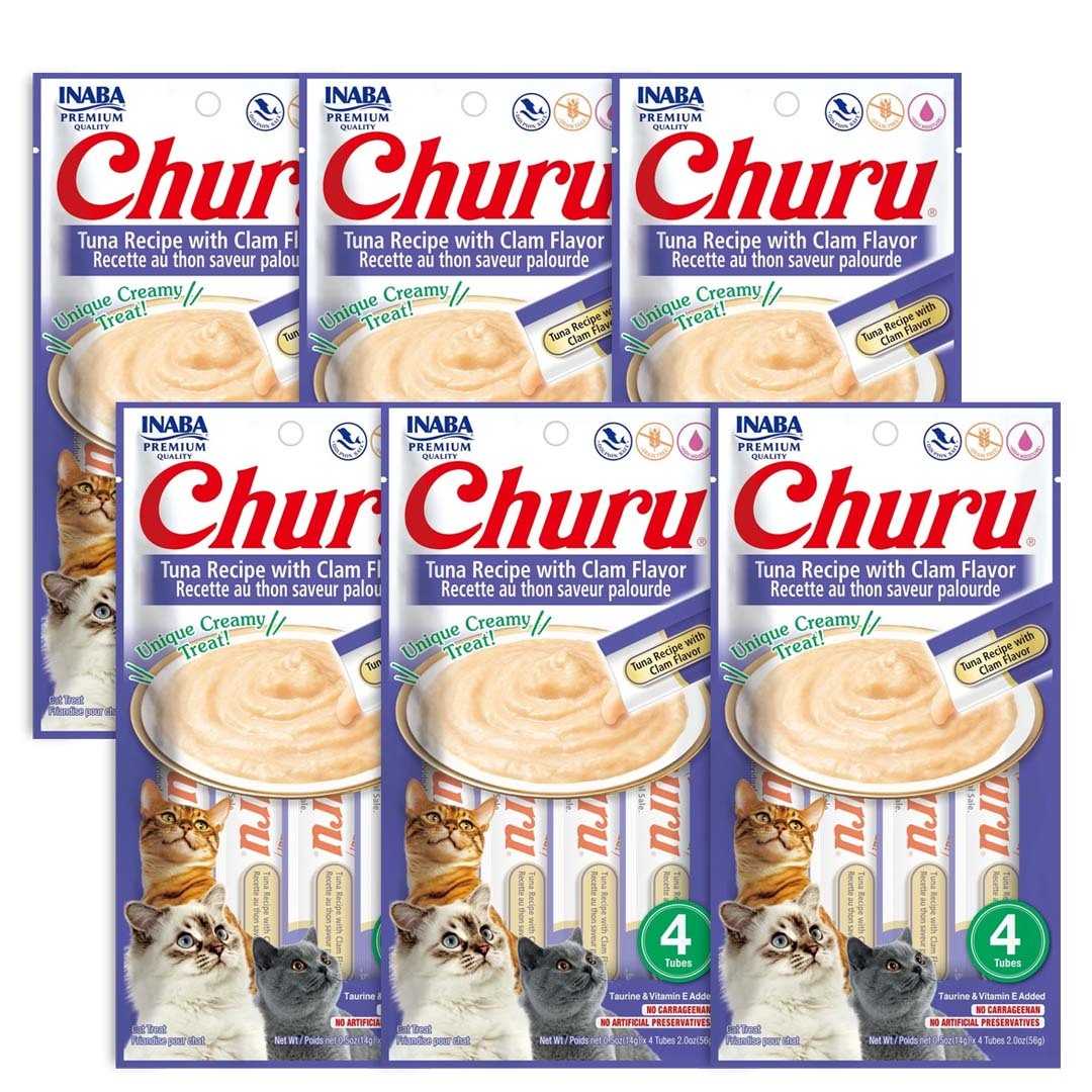 CHURU TUNA WITH CLAM CAJA C/6 BOLSAS C/4 TUBOS — INABA · SKU 129-11-851606