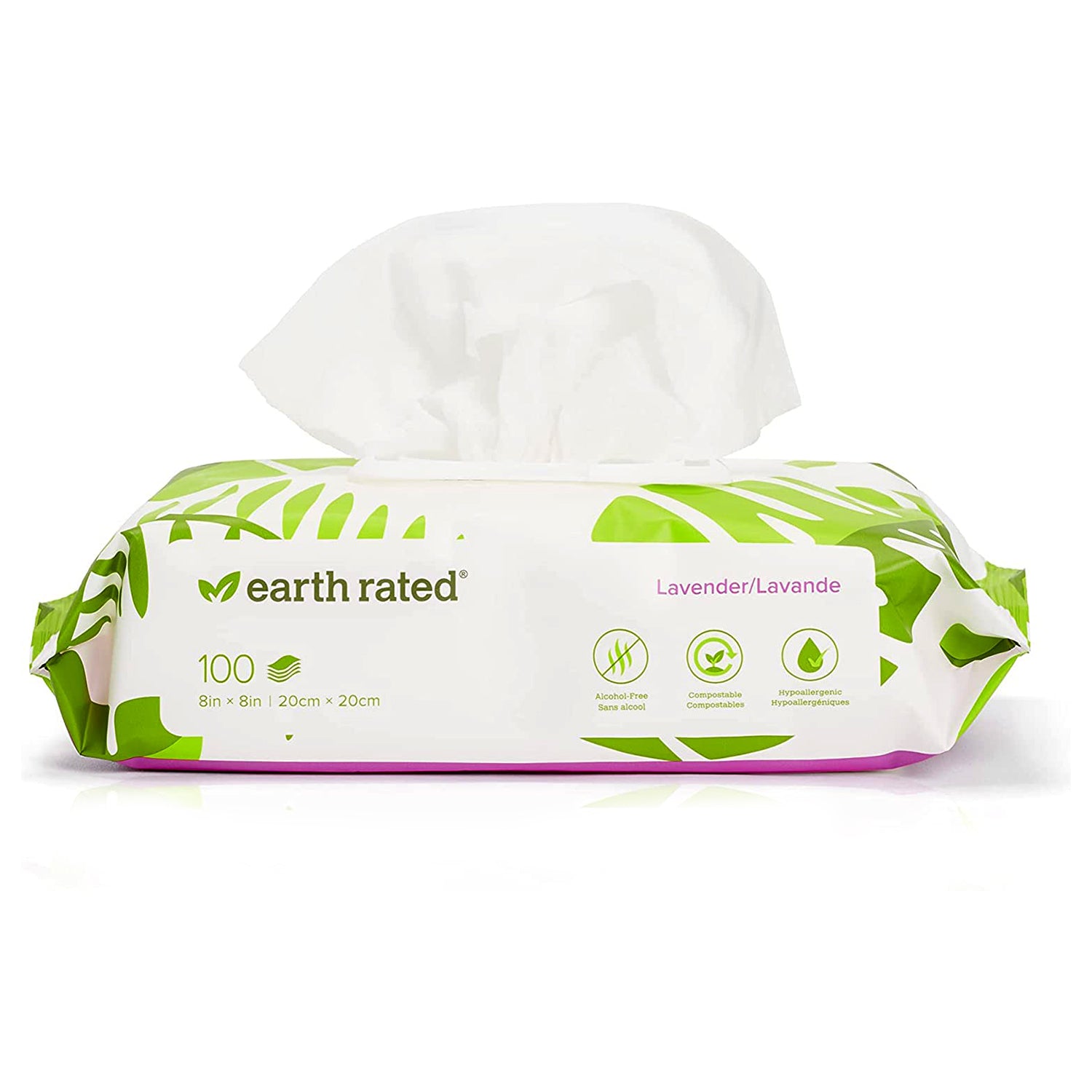 Toallitas Húmedas para Perros, Hipoalergénicas y Libres de Parabenos, Aroma Lavanda con 100 pzs — Earth Rated · SKU 032-11-000567