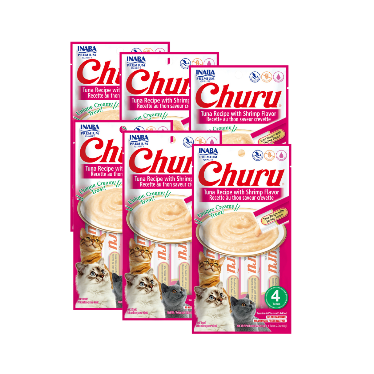 CHURU TUNA WITH SHRIMP CAJA C/6 BOLSAS C/4 TUBOS — INABA · SKU 129-11-851620