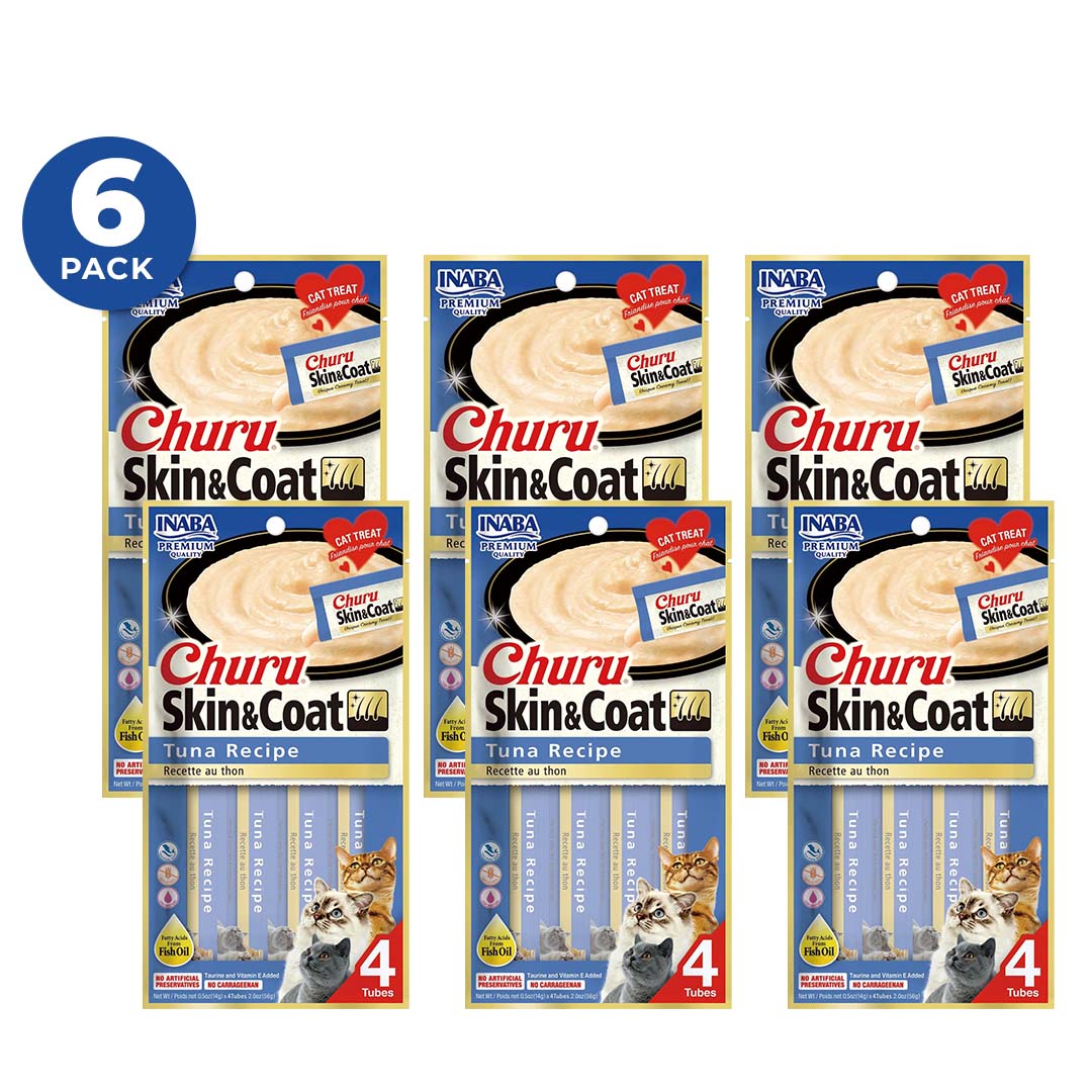 INABA CHURU SKIN & COAT TUNA CAJA C/6 BOLSAS C/4 TUBOS