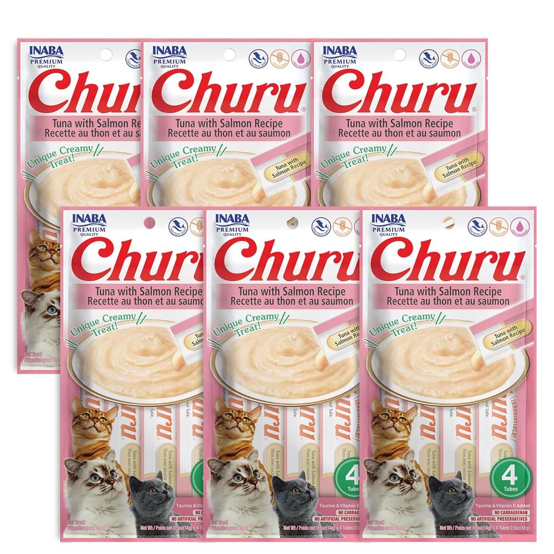 CHURU TUNA WITH SALMON CAJA C/6 BOLSAS C/4 TUBOS — INABA · SKU 129-11-007420